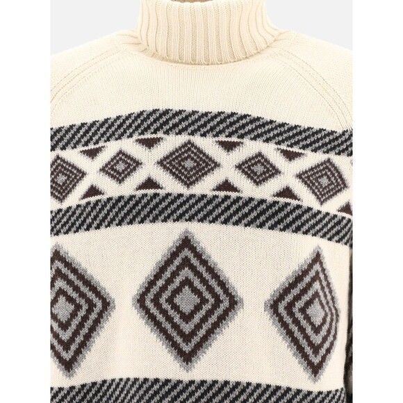 Brunello Cucinelli Ethnic Jacquard Turtleneck Sweater Fair Isle Roll Neck IT 50 - Picture 3 of 16